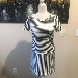 Madewell 100% Cotton Striped Front Pocket Short sleeved Mini Dress-Size XS